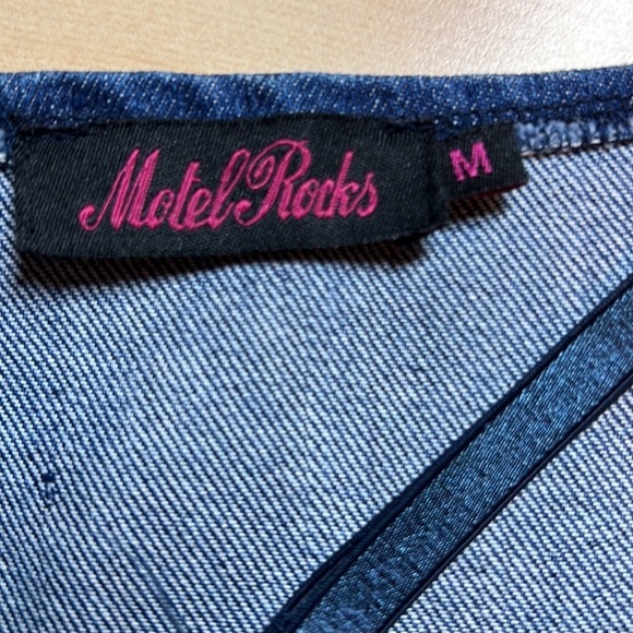 URBAN Outfitters Jean Corset Dress with Lace Skirt Size Medium Motel Rocks - Picture 10 of 14